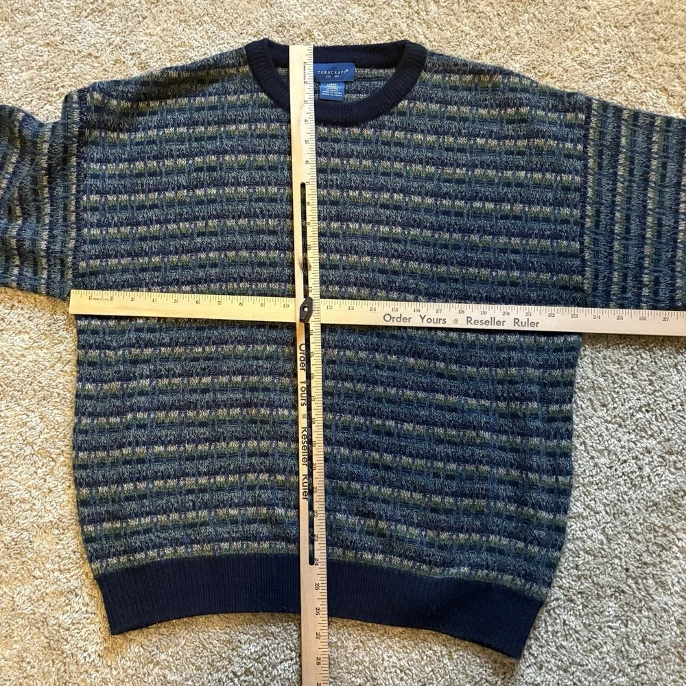 Vintage 90s Town craft Acrylic Multiple Color Sweater Mens Large Cozy - Picture 6 of 7